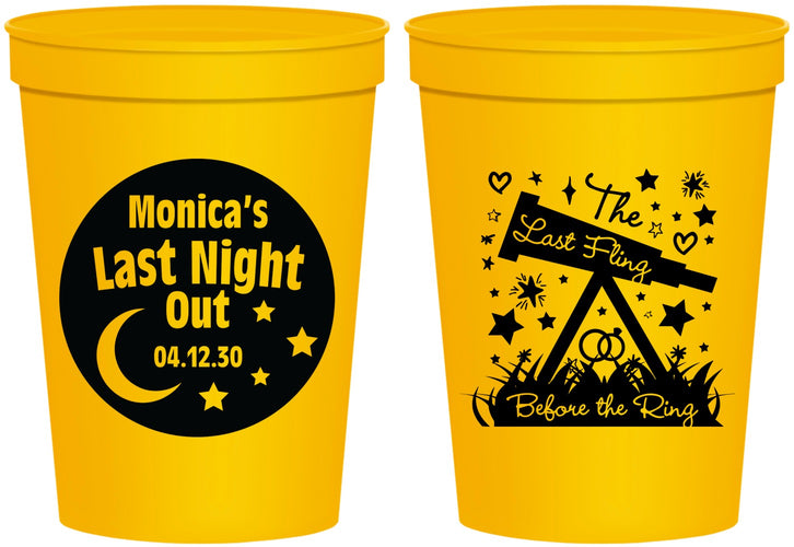 Personalized Bachelorette 16 oz Stadium Cups - Last Fling Before Rings | 60113