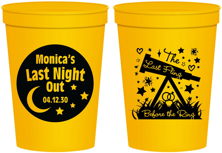 Personalized Bachelorette 16 oz Stadium Cups - Last Fling Before Rings | 60113
