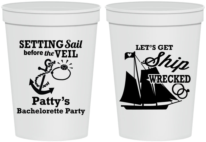 Personalized Bachelorette 16 oz Stadium Cups - Setting Sail Before Veil | 60116