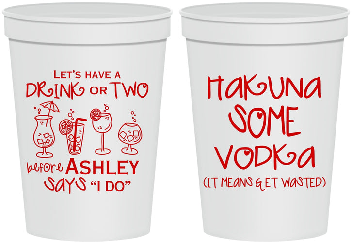Personalized Bachelorette 16 oz Stadium Cups - Lets Get Wasted | 60119