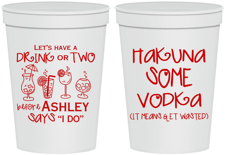 Personalized Bachelorette 16 oz Stadium Cups - Lets Get Wasted | 60119