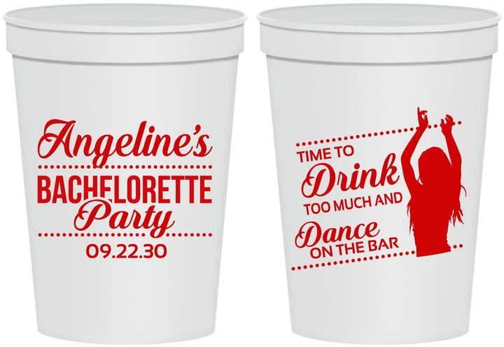 Personalized Bachelorette 16 oz Stadium Cups - Drink Dance On Bar | 60122
