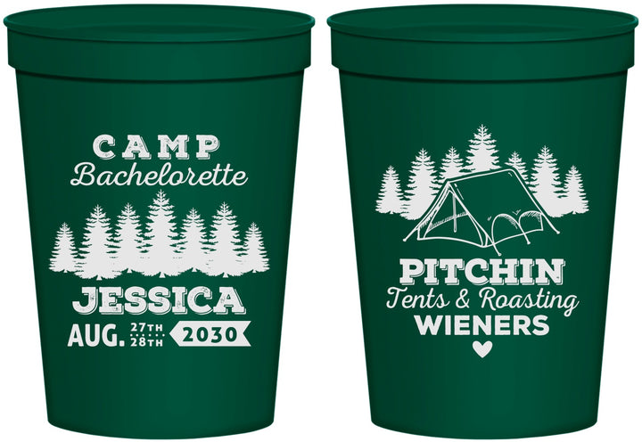 Personalized Bachelorette 16 oz Stadium Cups - Camping | 60124