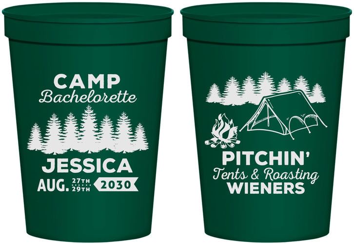 Personalized Bachelorette 16 oz Stadium Cups - Camping | 60125