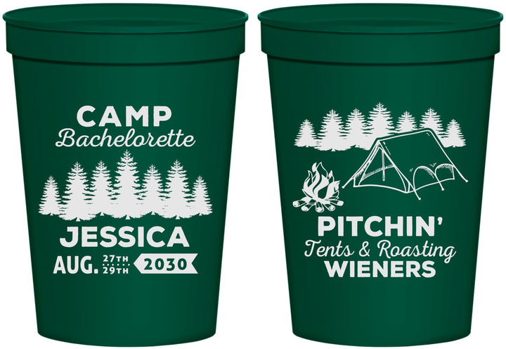 Personalized Bachelorette 16 oz Stadium Cups - Camping | 60125