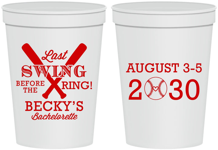 Personalized Bachelorette 16 oz Stadium Cups - Last Swing Before Ring | 60127