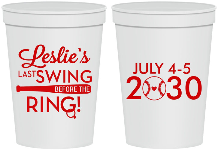 Personalized Bachelorette 16 oz Stadium Cups - Last Swing Before Ring | 60128