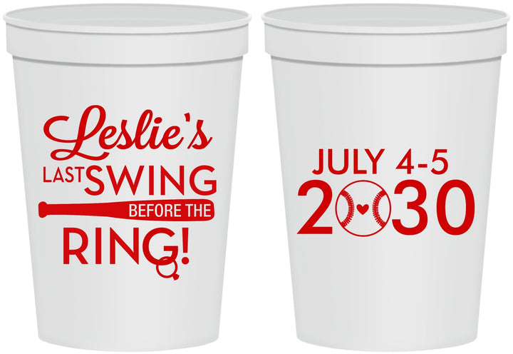 Personalized Bachelorette 16 oz Stadium Cups - Last Swing Before Ring | 60128