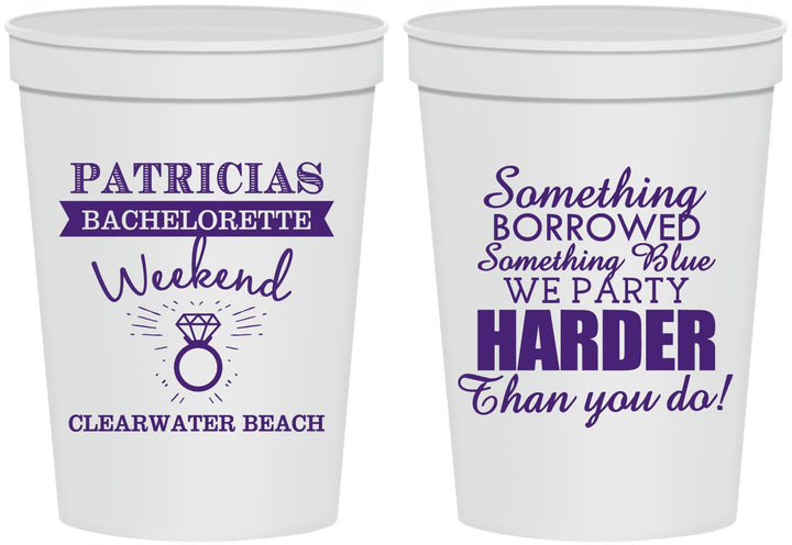 Personalized Bachelorette 16 oz Stadium Cups - Something Borrowed | 60130