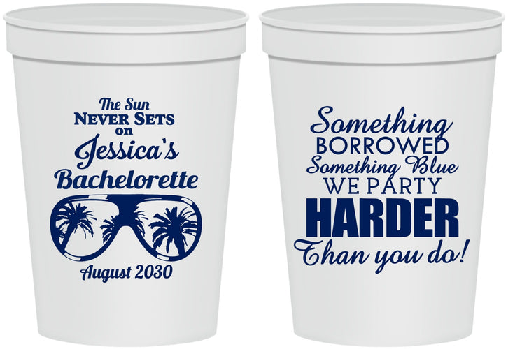 Personalized Bachelorette 16 oz Stadium Cups - Something Borrowed | 60132