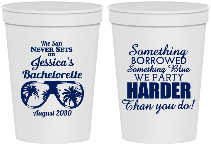 Personalized Bachelorette 16 oz Stadium Cups - Something Borrowed | 60132