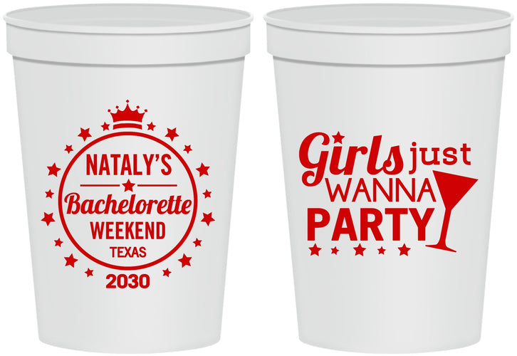 Personalized Bachelorette 16 oz Stadium Cups - Girls Just Wanna Party | 60139