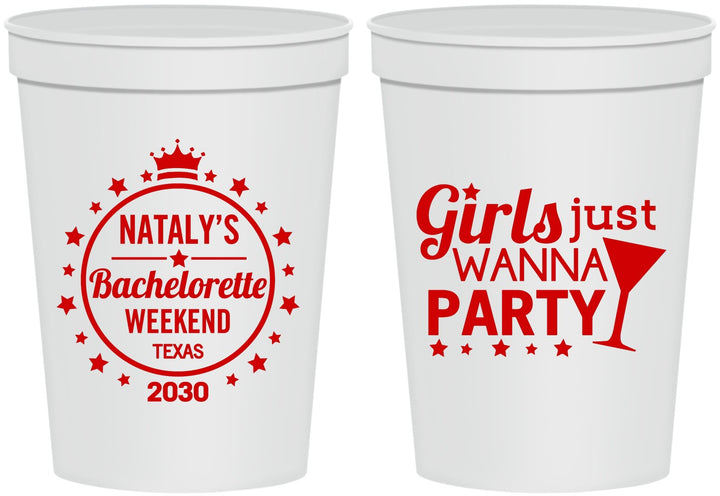 Personalized Bachelorette 16 oz Stadium Cups - Girls Just Wanna Party | 60139