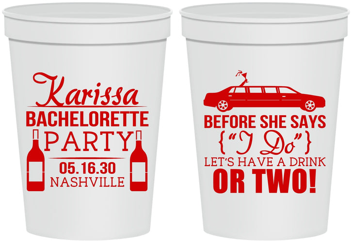 Personalized Bachelorette 16 oz Stadium Cups - Before She Says I Do | 60142