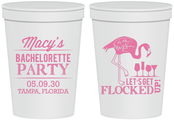 Personalized Bachelorette 16 oz Stadium Cups - Lets Get Flocked Up | 60143