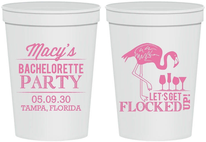 Personalized Bachelorette 16 oz Stadium Cups - Lets Get Flocked Up | 60143