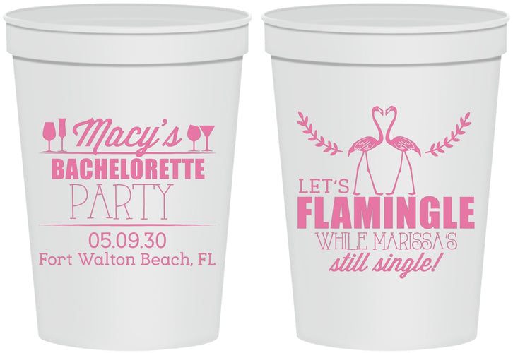Personalized Bachelorette 16 oz Stadium Cups - Lets Flamingle Still Single | 60144