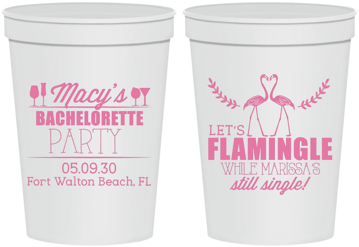 Personalized Bachelorette 16 oz Stadium Cups - Lets Flamingle Still Single | 60144
