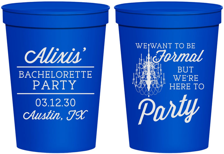 Personalized Bachelorette 16 oz Stadium Cups - Formal Party | 60145