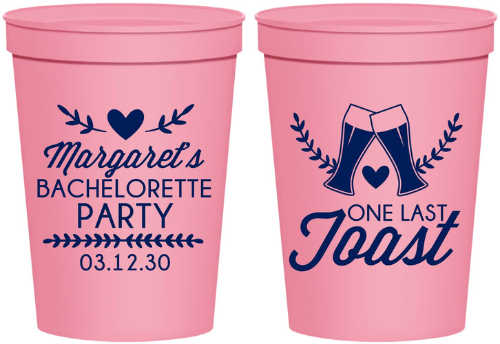 Personalized Bachelorette 16 oz Stadium Cups - One Last Toast | 60147