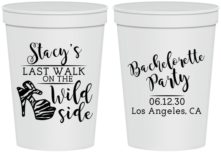 Personalized Bachelorette 16 oz Stadium Cups - Last Walk Wild Side | 60148