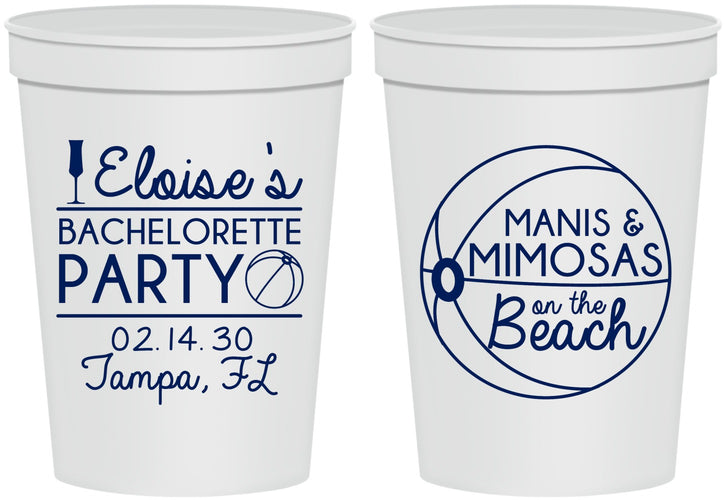 Personalized Bachelorette 16 oz Stadium Cups - Manis Mimosas | 60149