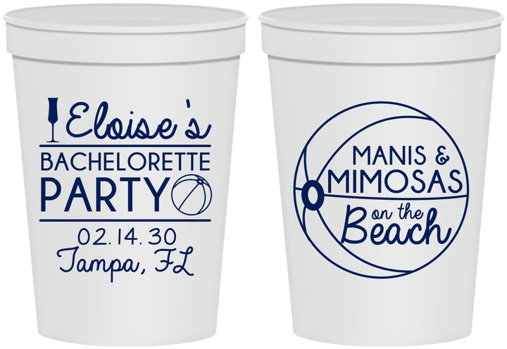 Personalized Bachelorette 16 oz Stadium Cups - Manis Mimosas | 60149
