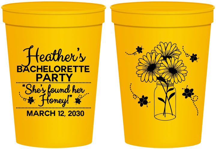 Personalized Bachelorette 16 oz Stadium Cups - She Found Her Honey | 60150