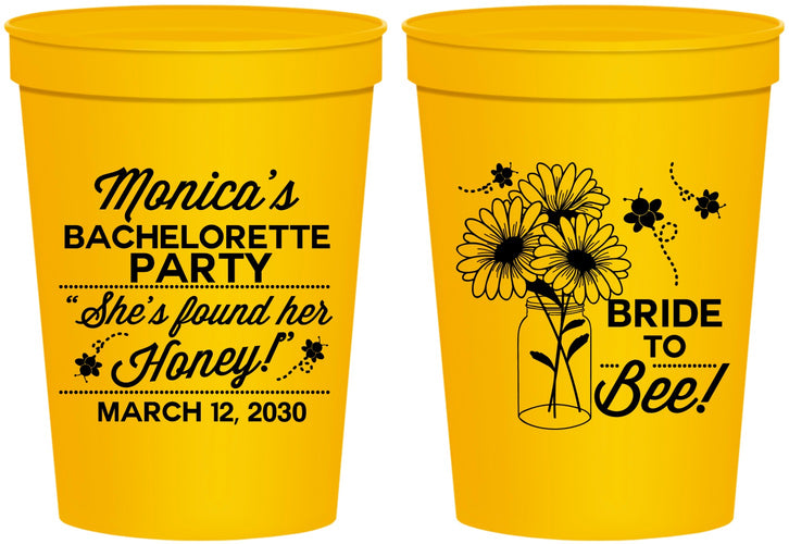 Personalized Bachelorette 16 oz Stadium Cups - Bride To Bee | 60152