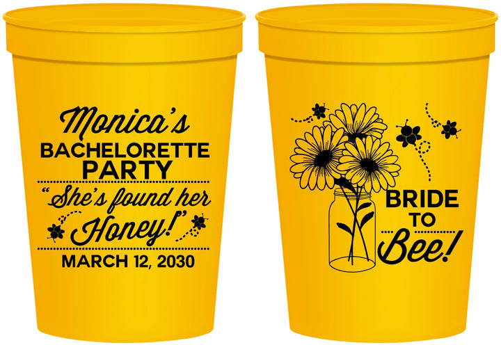 Personalized Bachelorette 16 oz Stadium Cups - Bride To Bee | 60152