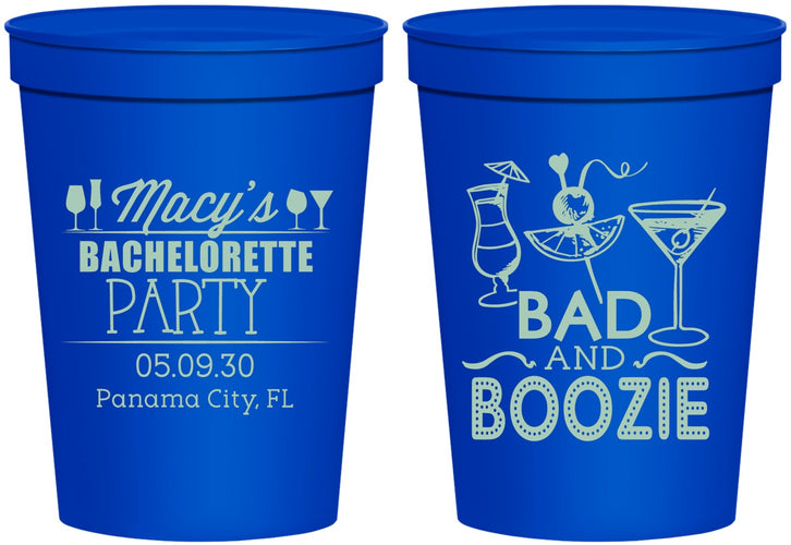 Personalized Bachelorette 16 oz Stadium Cups - Bad And Boozie | 60155