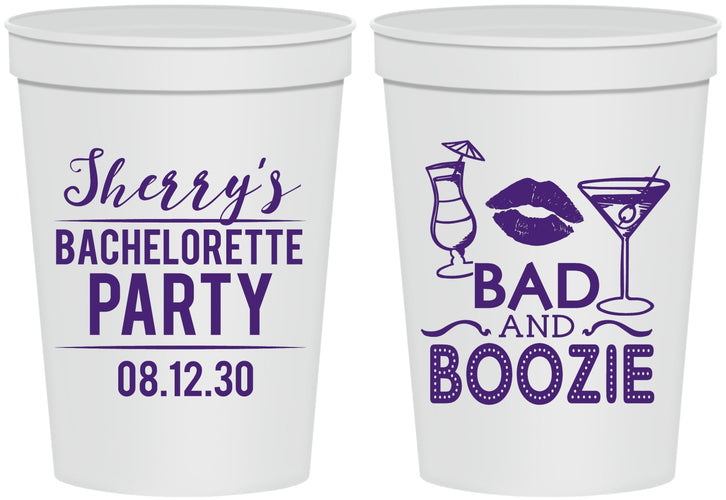 Personalized Bachelorette 16 oz Stadium Cups - Bad And Boozie | 60156