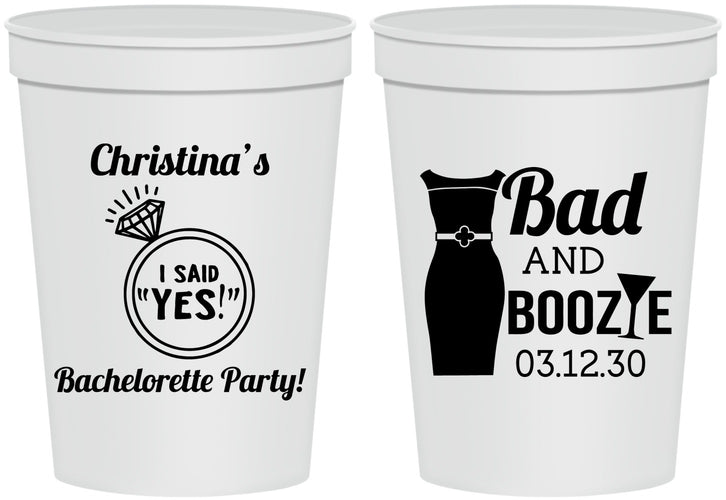 Personalized Bachelorette 16 oz Stadium Cups - Bad And Boozie | 60157