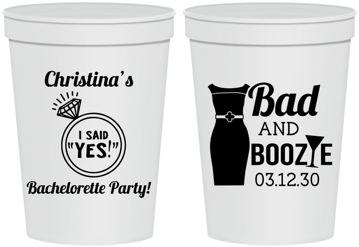 Personalized Bachelorette 16 oz Stadium Cups - Bad And Boozie | 60157