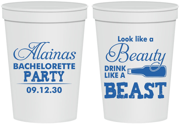 Personalized Bachelorette 16 oz Stadium Cups - Beauty Beast | 60161