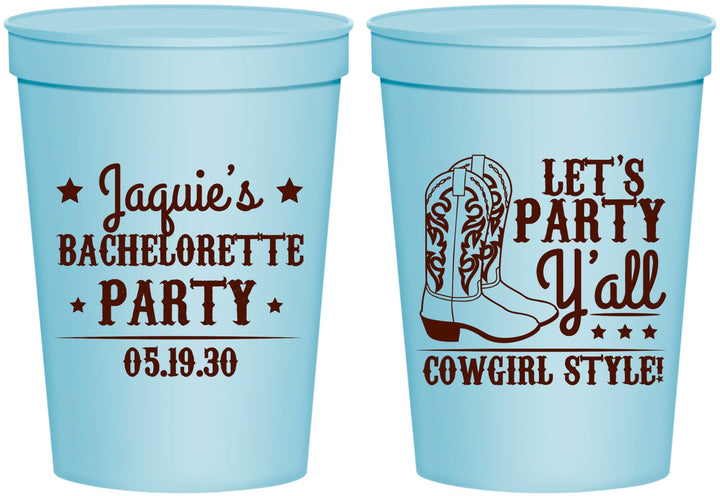 Personalized Bachelorette 16 oz Stadium Cups - Cowgirl Boots | 60163