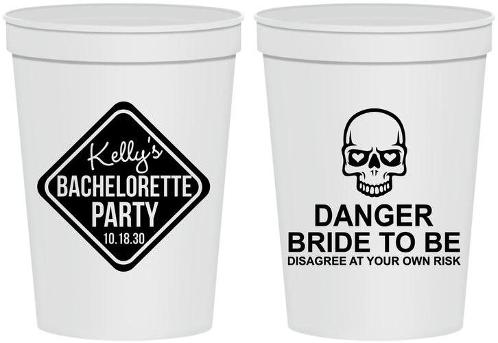 Personalized Bachelorette 16 oz Stadium Cups - Danger Bride To Be | 60165