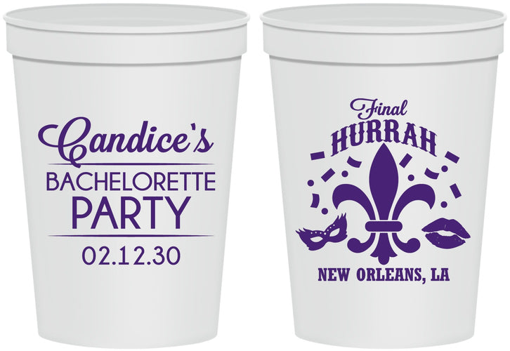 Personalized Bachelorette 16 oz Stadium Cups - New Orleans | 60166