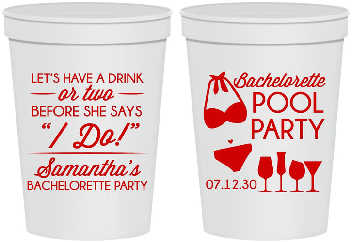 Personalized Bachelorette 16 oz Stadium Cups - Pool Party | 60167