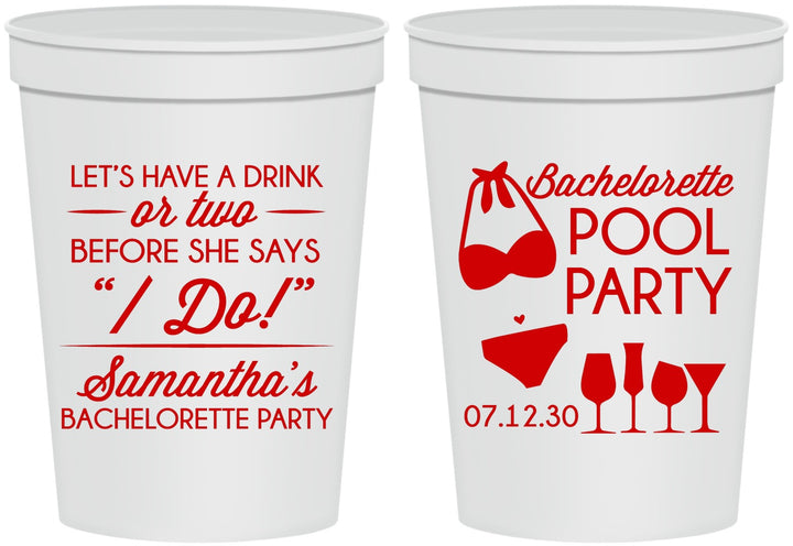 Personalized Bachelorette 16 oz Stadium Cups - Pool Party | 60167