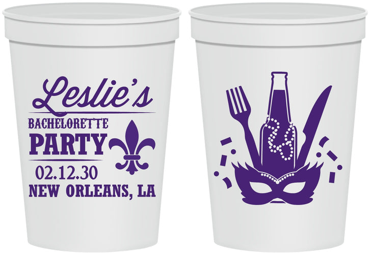 Personalized Bachelorette 16 oz Stadium Cups - Mardi Gras | 60185