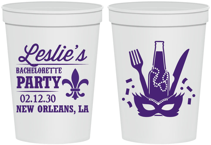 Personalized Bachelorette 16 oz Stadium Cups - Mardi Gras | 60185