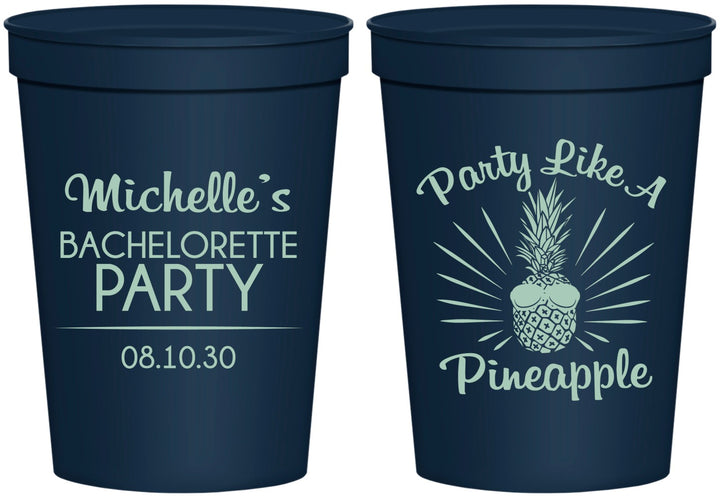 Personalized Bachelorette 16 oz Stadium Cups - Party Like A Pineapple | 60193