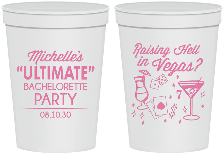 Personalized Bachelorette 16 oz Stadium Cups - Raising Hell In Vegas | 60196