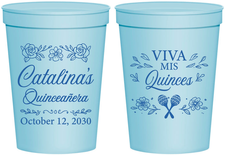 Personalized Quinceanera 16 oz Stadium Cups - Viva Mis Quinces | 70009