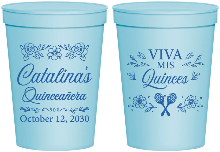 Personalized Quinceanera 16 oz Stadium Cups - Viva Mis Quinces | 70009