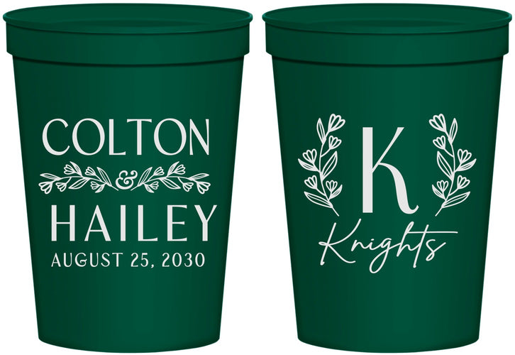 Personalized Wedding 16 oz Stadium Cups - Monogram | 800