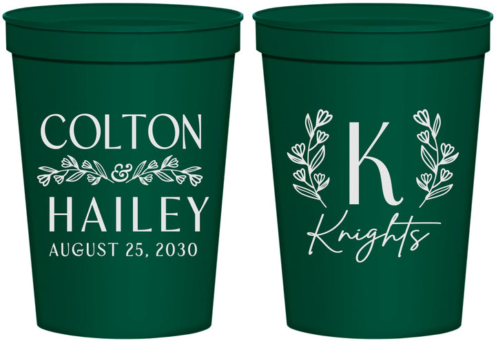 Personalized Wedding 16 oz Stadium Cups - Monogram | 800