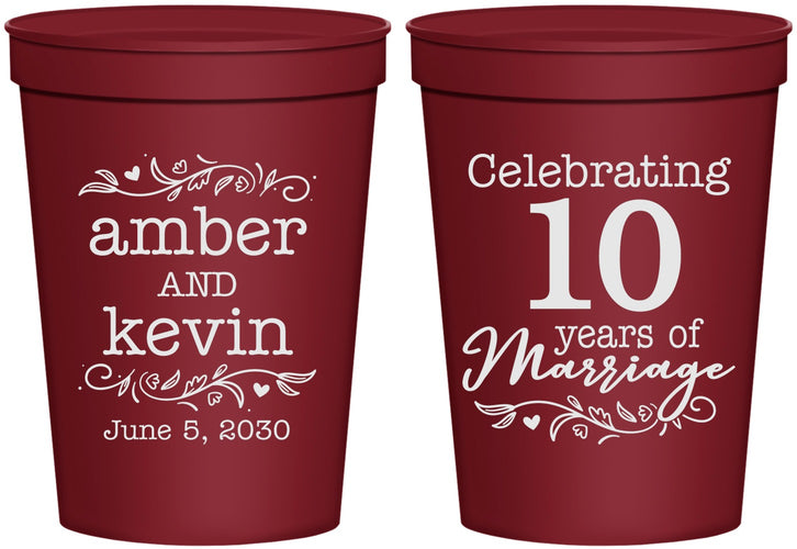 Personalized Anniversary 16 oz Stadium Cups - 10 Years Of Marriage | 80000