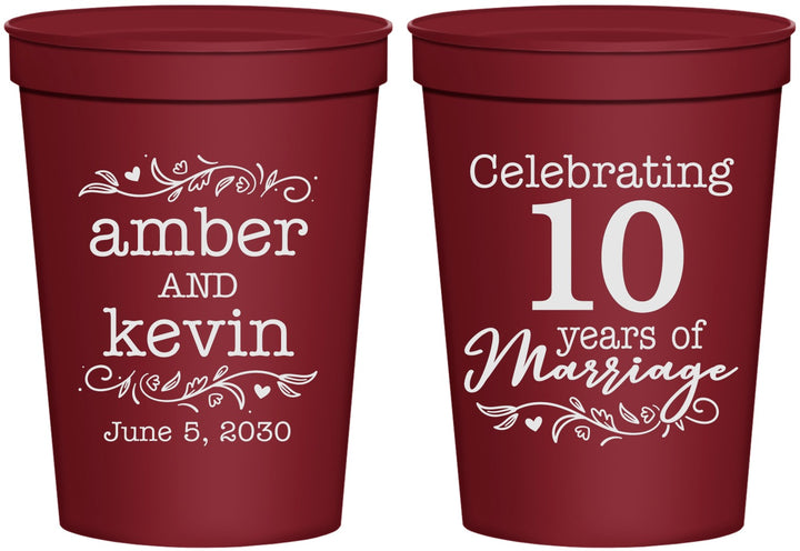 Personalized Anniversary 16 oz Stadium Cups - 10 Years Of Marriage | 80000